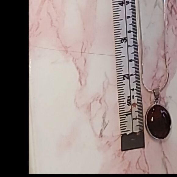 Carnealian Agate on a 24" Diamond Cut Snake 925 Sterling silver Necklace NWT - Picture 6 of 7